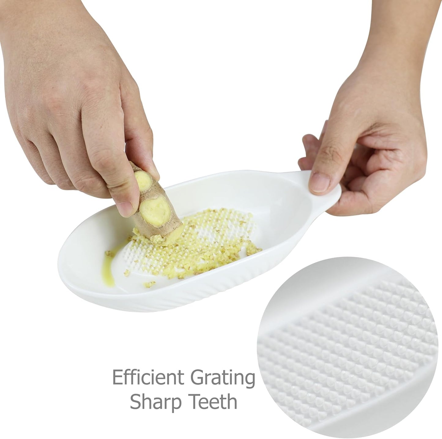 EIKS Ceramic Ginger Grater Plate with Scraper for Grinding Wasabi Ginger Garlic Cheese Fruits Vegetables
