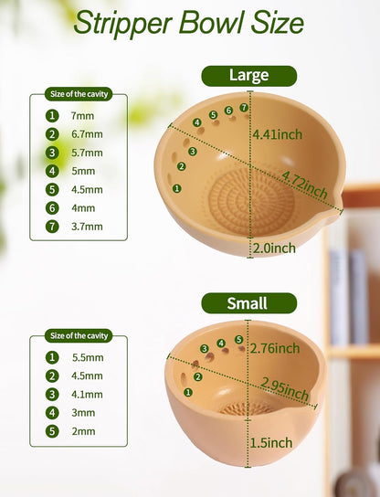 Herb Stripper & Garlic Grater, 2-In-1 7-Hole Design Herb Stripper Bowl, Built-in Garlic Grater Plate for Kale, Chard, Collard Greens, Thyme, Basil, Rosemary (Red)