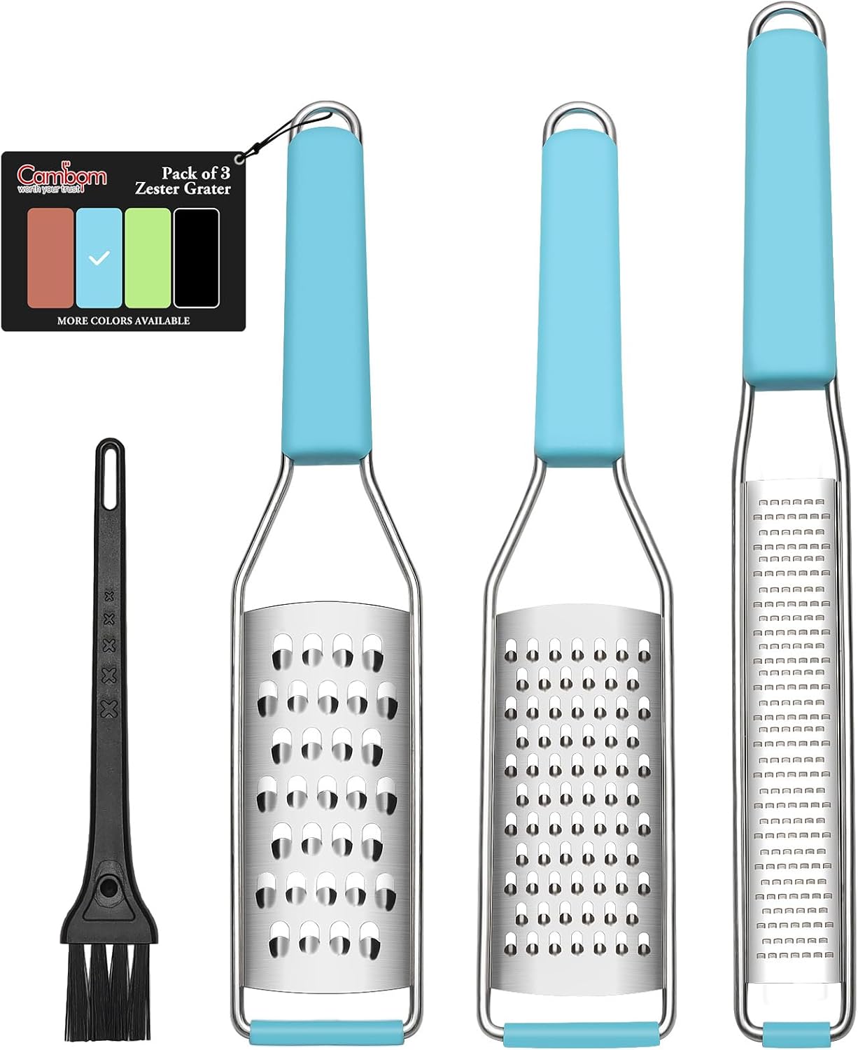 Cambom Lemon & Citrus Zester, Cheese Graters with Stainless Steel Sharp Blade for Parmesan Cheese, Ginger, Garlic, Nutmeg, Chocolate, Vegetables, Fruits, Dishwasher Safe Shredder Fine Blade
