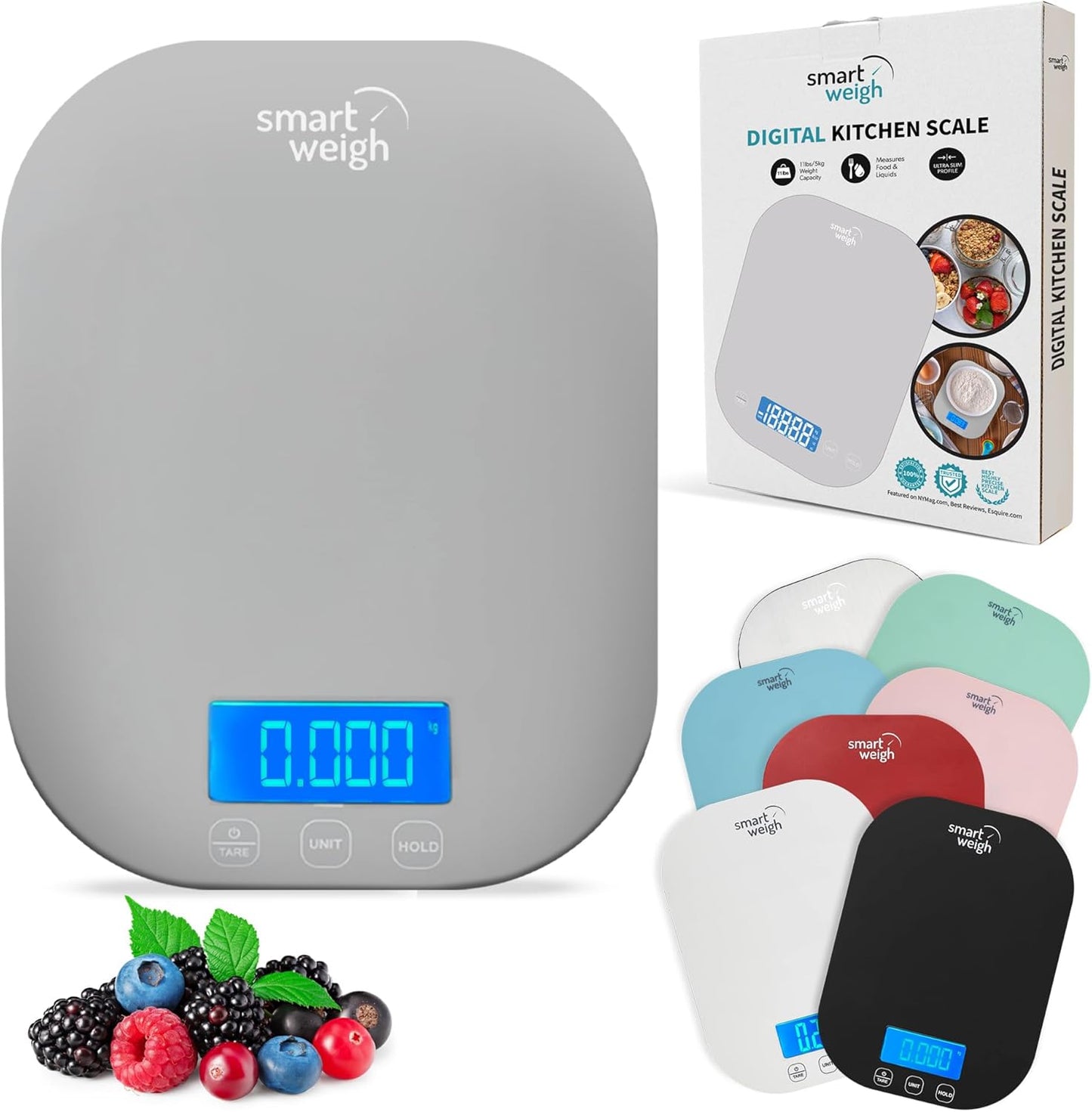 Smart Weigh Mint Green Digital Kitchen Scale for Cooking, Weight Loss, Calorie Tracking, Baking, Food Portion Control, and Meal Prep - Accurate Measurements in Grams and Ounces