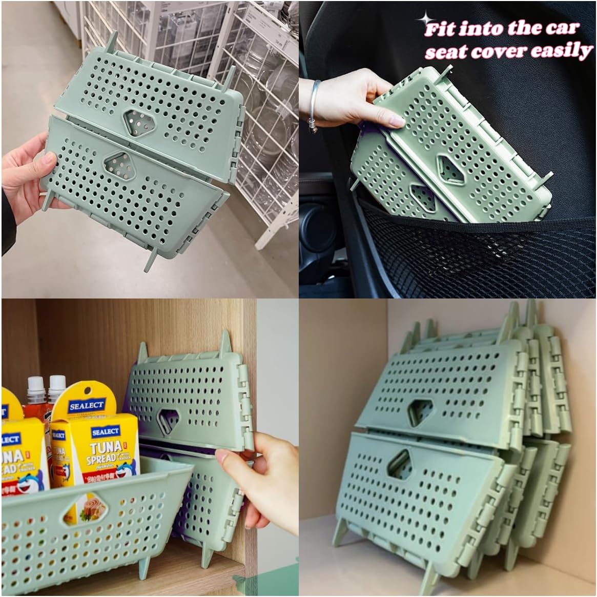 2-PCS Small Collapsible Kitchen Colander and Strainer- Foldable Plastic Drain Basket for Fruit, Vegetables, Pasta - Space-Saving for Kitchen, RV, Camping - BPA-Free & Dishwasher Safe