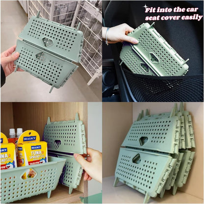 2-PCS Small Collapsible Kitchen Colander and Strainer- Foldable Plastic Drain Basket for Fruit, Vegetables, Pasta - Space-Saving for Kitchen, RV, Camping - BPA-Free & Dishwasher Safe