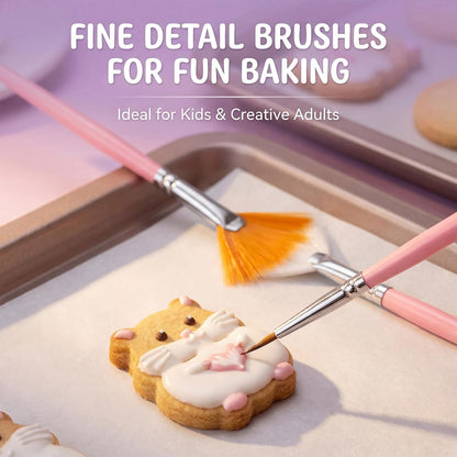 SHENLIU 30 PCS Cake Decorating Brushes, Food Paint Brushes Cookie Paint Detail Brush Fondant Cookie Icing Pastry Brush Baking Cake Decorating Tools for DIY Painting Baking(Pink + Black)
