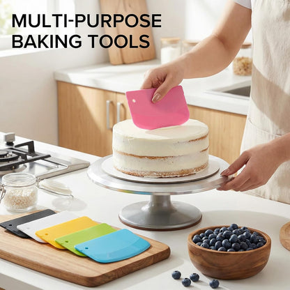 TIESOME 12PCS Dough Scraper, Plastic Thickened Bench Scraper 6 Colors Multipurpose Bowl Scraper for Kitchen, Baking, Cake, Bread, Pizza, and Pastry