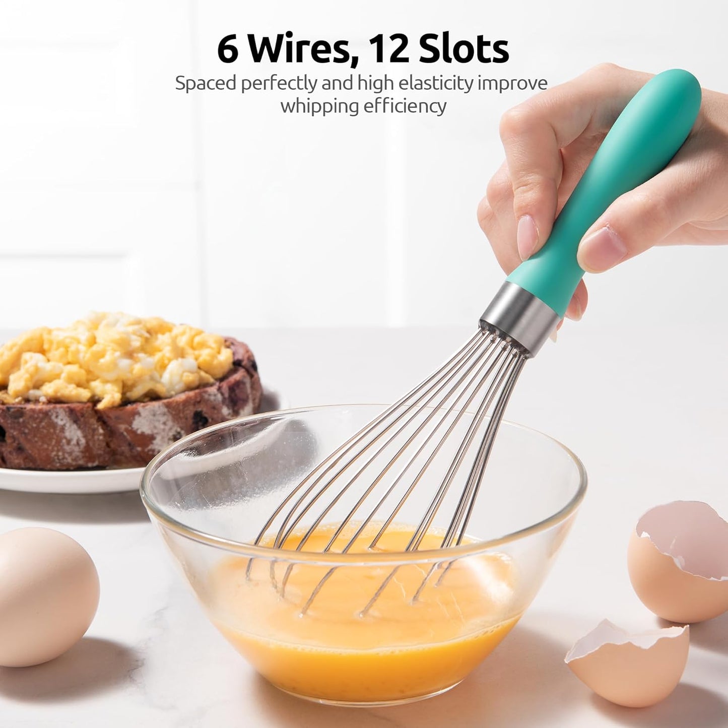 U-Taste 7" Mini Whisk for Cooking: 18/8 Stainless Steel Small Metal Kitchen Wisk, Tiny Hand Mixing Tool for Coffee, Egg, Sauce, 6-Wires Compact Head for Baking, Beating in Bowl, Mug, Jar (Set of 2)