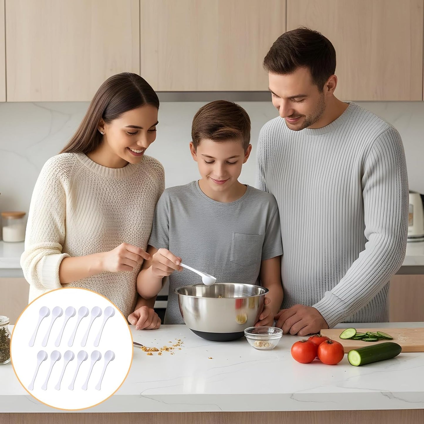12pcs Plastic Teaspoon Measuring Spoons 5ml Bulk Reusable Scoop Measuring Spoons Long Handle Scoops for Coffee Spice Jars Small White Measurings Tablespoon Kitchen Cooking Tool for Baking