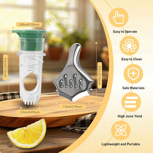 Lemon Squeezer 2-Pack, Manual Citrus Juicer with Screw Top and Built-in Filter, Portable Lime Press for Cocktails, Cooking, and Travel – Compact, BPA-Free Juicer in Yellow and Green
