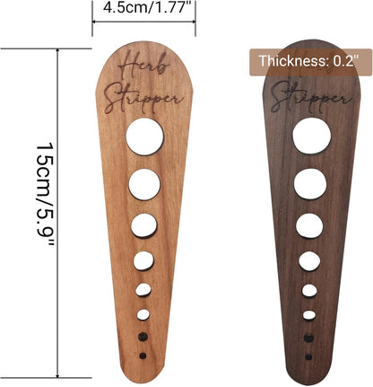Herb Stripper Tool – Natural Wood Leaf Remover with 8 Hole Sizes, Laser Engraved Kitchen Gadget for Parsley, Thyme, Rosemary – Gift for Home Cooks & Gardeners