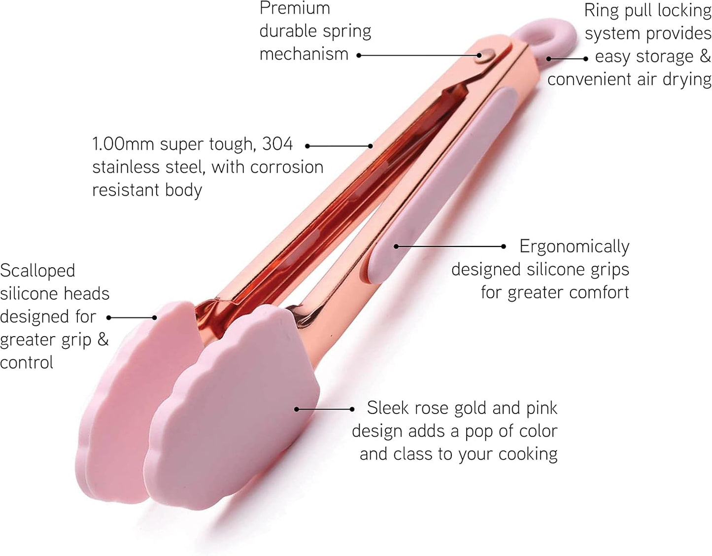 COOK WITH COLOR Stainless Steel Silicone Tipped Kitchen & BBQ Tongs Set, 3 Pc Utensils, Grey
