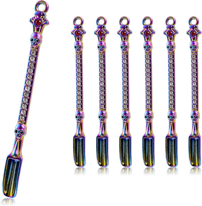 6-Pack Mini Spoons Metal Tiny Shovels 3-Inch Small Medicine Spoon for Home Kitchen Spices, Necklace Charms Pendants DIY Craft Making (Multicolor)