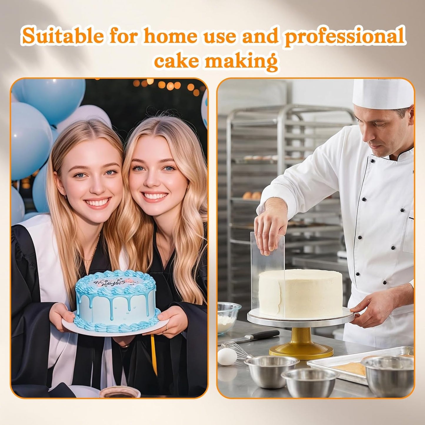 Acrylic Cake Scraper 8 Inch Clear Cake Scraper Smoother Large Smoother Acrylic Scrapers for Cream Frosting Pastry Cutter (With Protective Film)