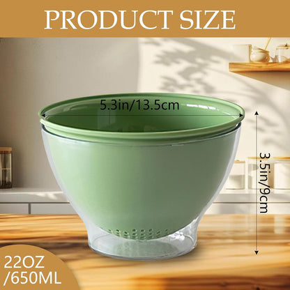 Multifunctional Fruit Strainer Container with Strainer, 2-in-1 Drain Basket for Washing, Storing & Serving, Berry Fridge Storage Box, Kitchen Sink Use (Green)