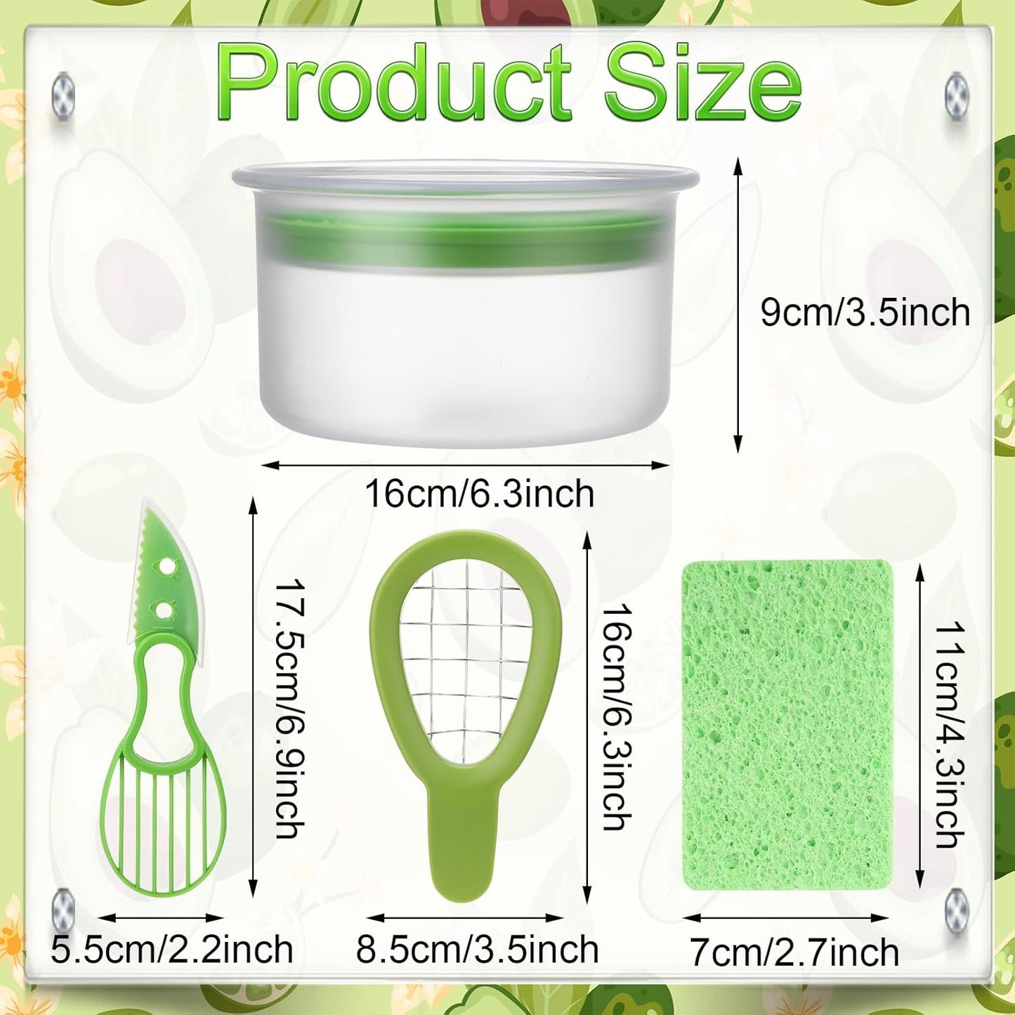 4 PCS Guacamole Keeper Set Guacamole Bowls Avocado Keeper Fresh Guacamole with 2-in-1 Avocado Slicer Avocado Knife and Cleaning Sponge Plastic Kitchen Storage Container(Green 1pcs)