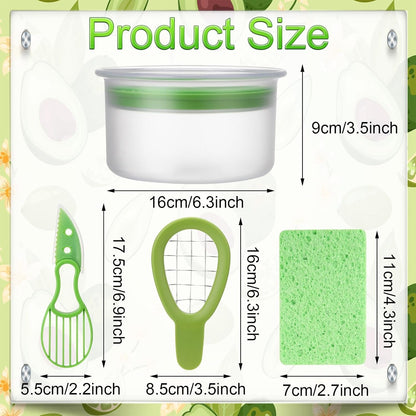 4 PCS Guacamole Keeper Set Guacamole Bowls Avocado Keeper Fresh Guacamole with 2-in-1 Avocado Slicer Avocado Knife and Cleaning Sponge Plastic Kitchen Storage Container(Green 1pcs)