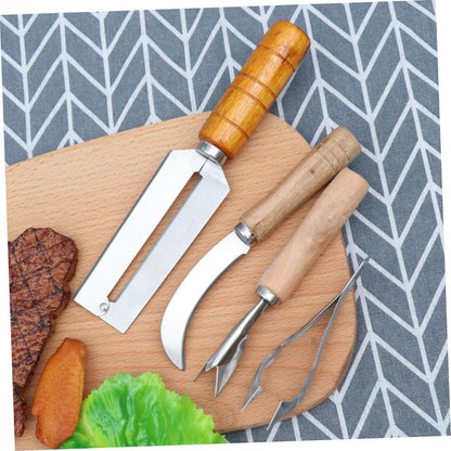 Healifty 4pcs Stainless Steel Pineapple Peeler Corer Strawberry Huller Fruit Slicer Kitchen Tool
