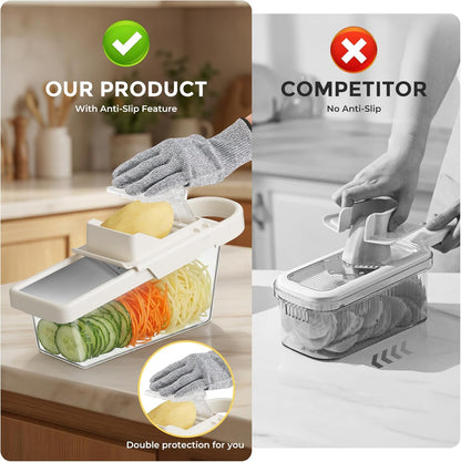 Adjustable Mandoline Slicer For Kitchen With Container,Veggie Chopper,Mandoline Food Slicer,Mandolin,Salad Chopper,Tomato,Potato Slicer,Cucumber,Fruit And Onion Cutter(3 Blade In 1)