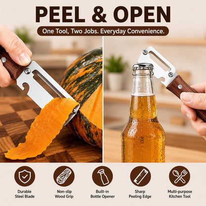 2026 New Upgrade Multifunctional Stainless Steel Vegetable Peeler with Built-In Bottle Opener Kitchen Gadget for Peeling Potato, Carrot, Pumpkin, and Fruit (2pcs)