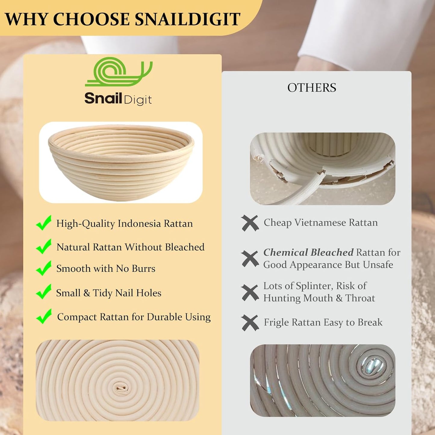 Sourdough Bread Baking Supplies: 9 Inch Round & 10 Inch Oval Banneton Bread Proofing Baskets w/Liner, Bread Lame, Dough Scrapers, Cleaning Brush, Artisan Bread Making Gifts for Bakers