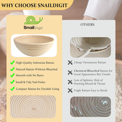 Sourdough Bread Baking Supplies: 9 Inch Round & 10 Inch Oval Banneton Bread Proofing Baskets w/Liner, Bread Lame, Dough Scrapers, Cleaning Brush, Artisan Bread Making Gifts for Bakers