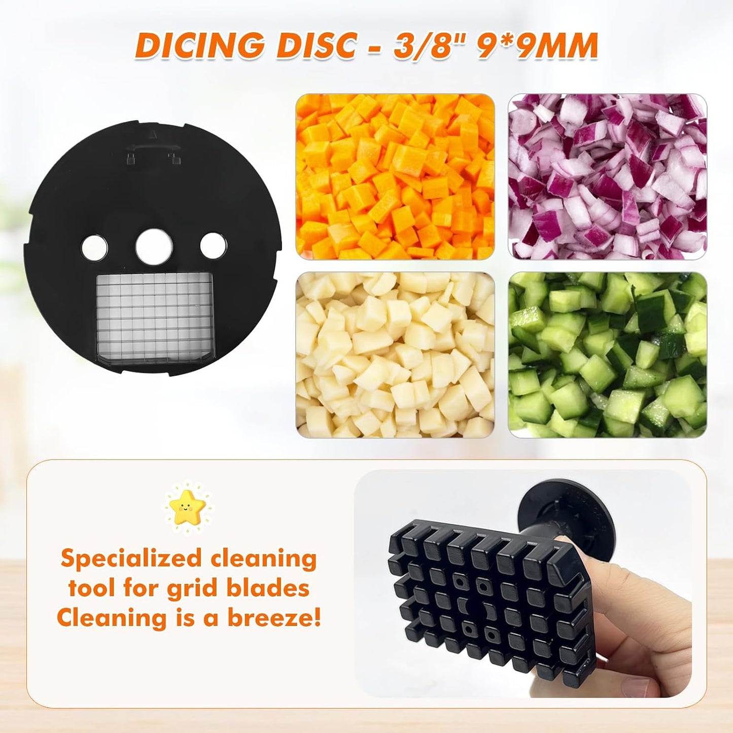 Anatole Electric Vegetable Dicer Commercial Food Processor Heavy Duty Veggie Fruits Chopper with 3 Stainless Steel Blades for Carrot Potato Onion 100W 110V