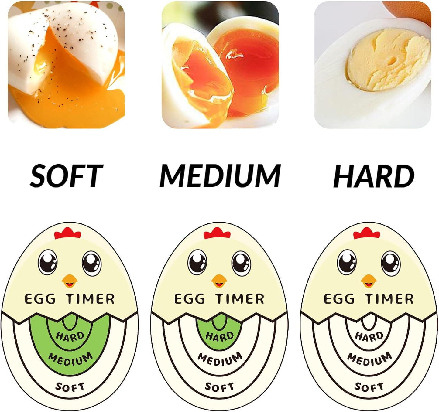 Lasubst Egg Timer for Boiling Eggs that Changes Color When Done, Tricolor