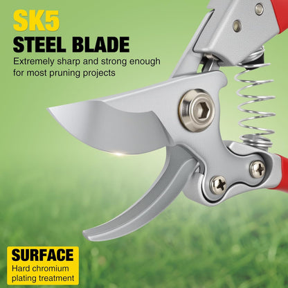 Yesker Pruning Shears Garden Shears 7.8" Professional Garden Scissors Sharp 65 Manganese Steel Blade Heavy Duty Clippers Hand Pruners for Cutting Fresh Flowers Branch Plant Trimming Gardening Tools