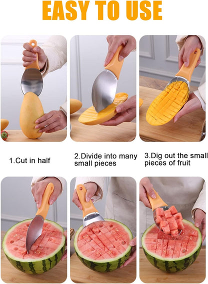 Mango Slicer Cutter Peeler Corer,Kiwi Slicer,Mango and Kiwi Splitter Divider Cuber Corer Remover,Watermelon Cutter Tool,Kitchen Tools for Making Fruit Salad