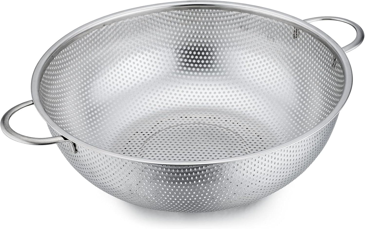 P&P CHEF Stainless Steel Colander, Micro-Perforated Food Strainer with Handle for Washing Draining, Great for Pasta Fruits Vegetables, Dishwasher Safe & Healthy, 1 +3 Qt, 2Pcs