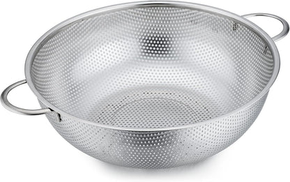 P&P CHEF Stainless Steel Colander, Micro-Perforated Food Strainer with Handle for Washing Draining, Great for Pasta Fruits Vegetables, Dishwasher Safe & Healthy, 1 +3 Qt, 2Pcs