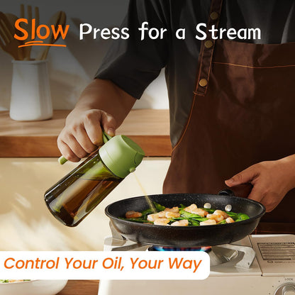 TrendPlain - Original 16oz/470ml Olive Oil Dispenser Bottle for Kitchen Gadgets and Air Fryer Accessories - Olive Oil Sprayer for Cooking w/Stickers - Black