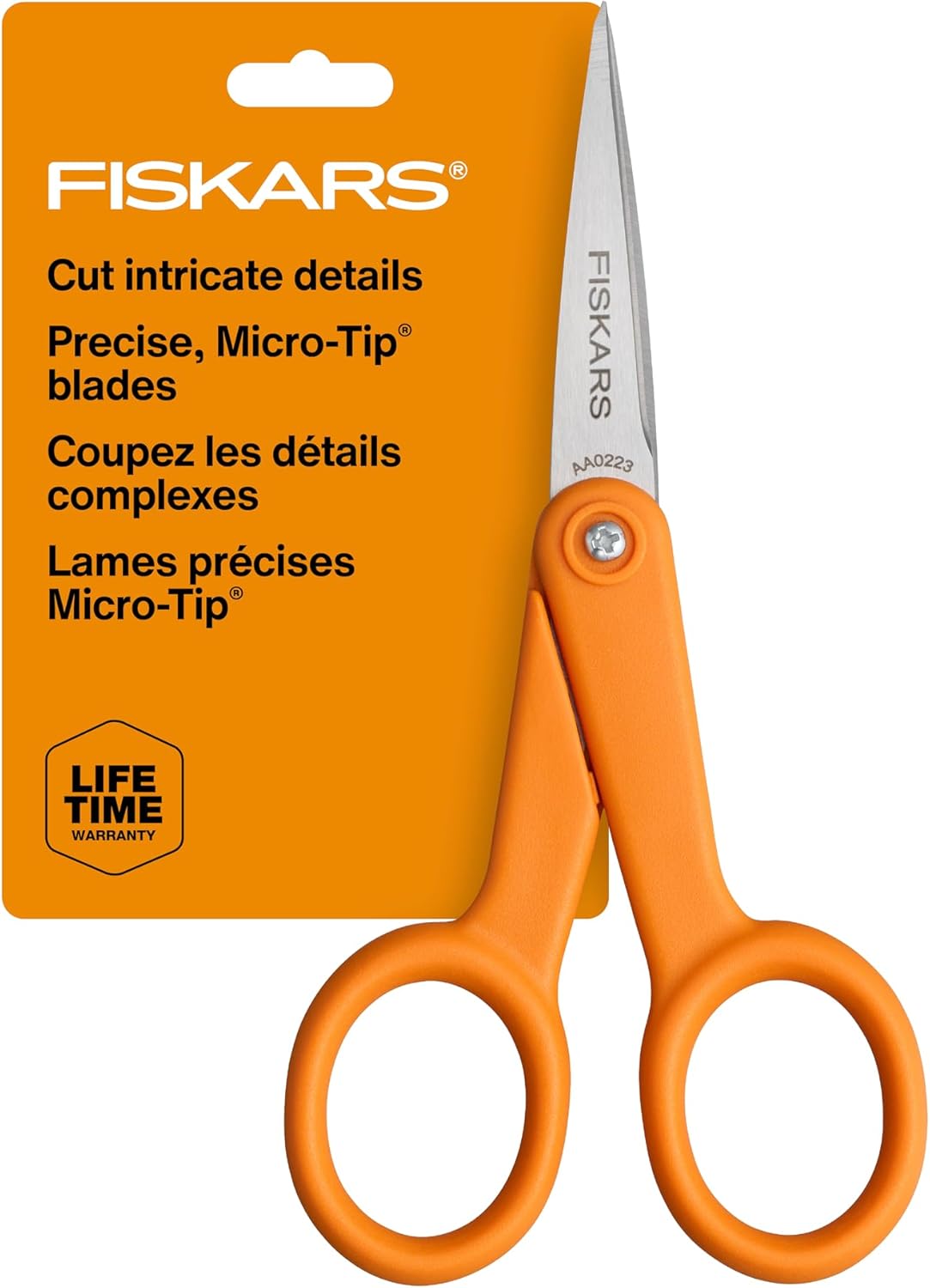 Fiskars Micro Trip Scissors, SoftGrip Precision Cutting Shears, Non-Stick Stainless Steel Blades, 5 inches