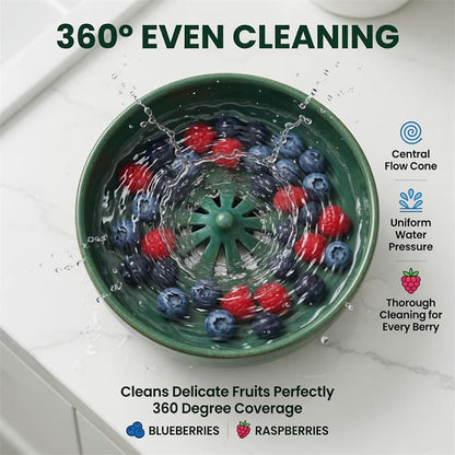 Berry Swirl Bowl, Self Spinning Berry Washing Bowl, Berries Rinse and Drain Bowls with Vortex Washing Design, Fruit Washer Colander, Dynamic Swirl Cleaning Basket for Fruit Lovers (1pc)