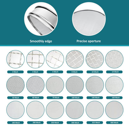 304 Stainless Steel Mesh Lab Sieve, 80 Mesh (0.2mm) Aperture Test Sieve, 7.9Inch(20cm) Diameter Economy Standard Analysis Sample Test Sieves for Industrial Laboratory Homes - Colors B