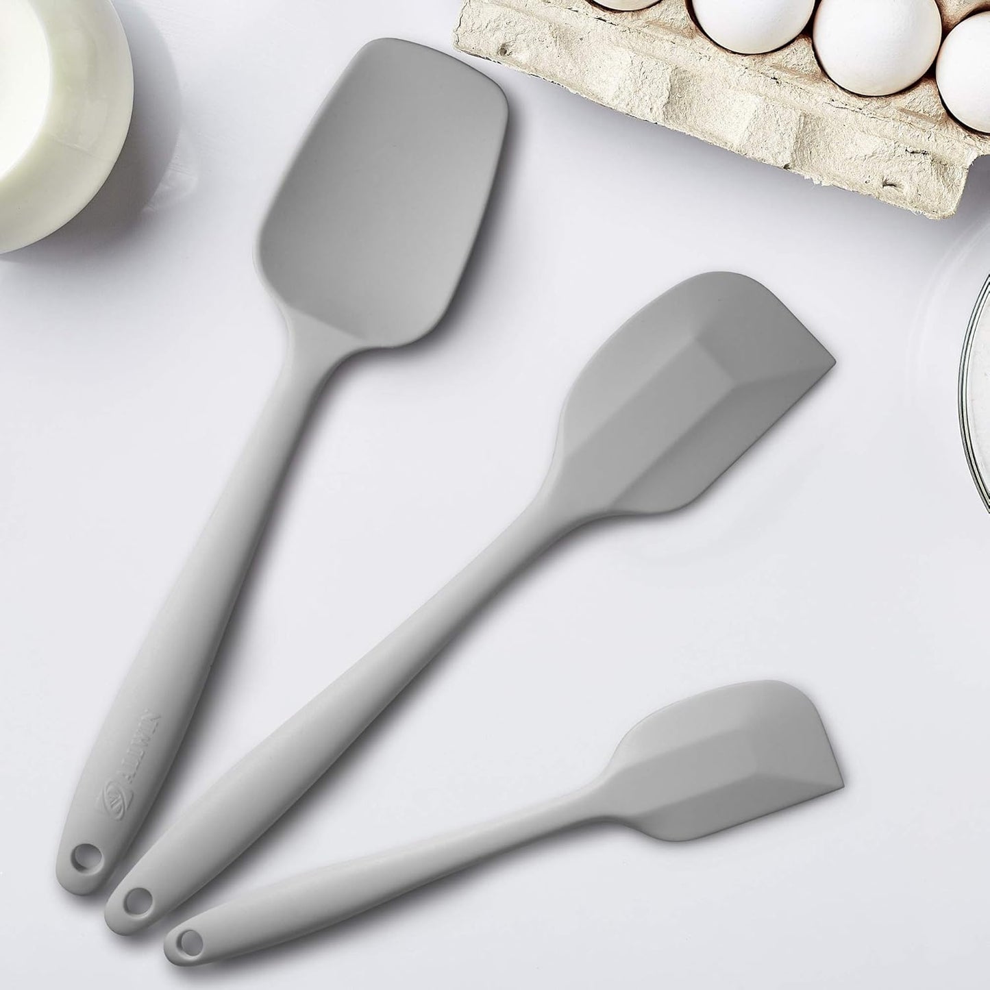 Silicone Spatulas Set Turners Tongs Cooking Utensils Set High Heat Resistant Kitchen Scraper Spatulas for Cooking Mixing Baking BPA Free Dishwasher Safe, Black