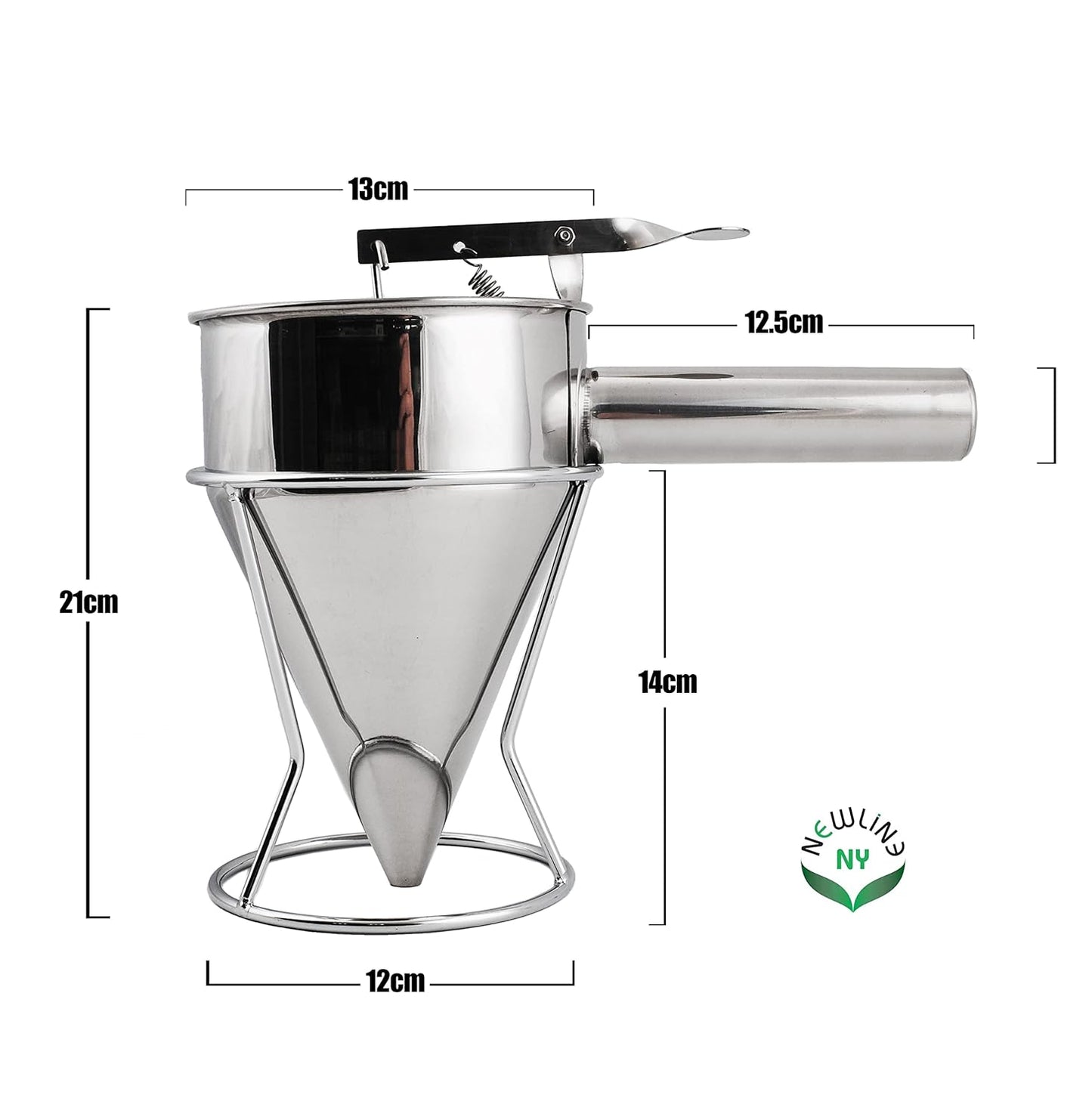 Stainless Steel Baking Funnel Dispenser with Stand for Takoyaki Pancake Batter Cupcake Pastries Desserts