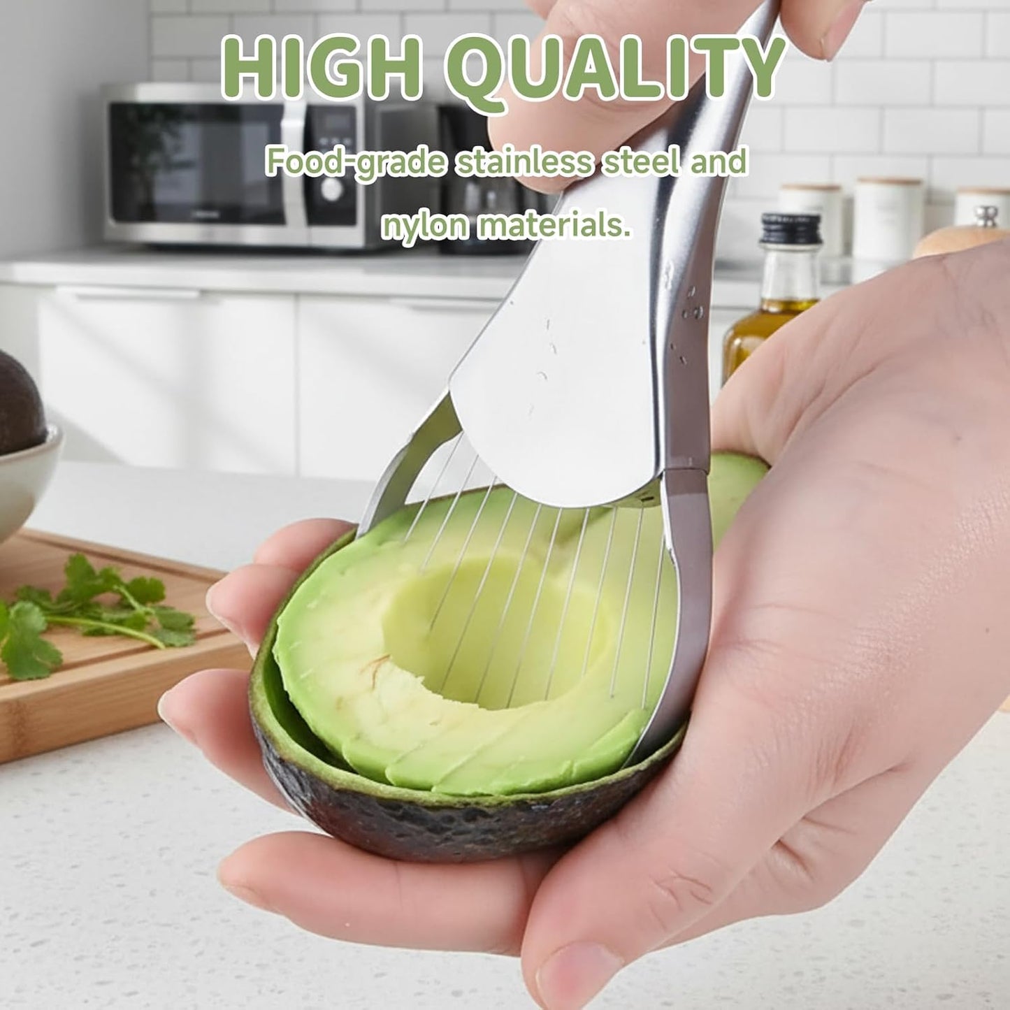 2-Piece Kitchen Gadget Set for Avocado Preparation, Avocado Slicer Tool, Avocado Cutter with Stainless Steel Blade, Ergonomic Handle Design for Easy Slicing and Pitting