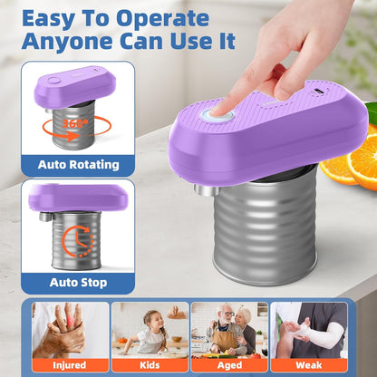 Electric Can Opener, Rechargeable Can Openers for Seniors & Arthritis, One-Touch Automatic Can Opener, Hands-Free, Smooth Edge, Compact, Kitchen Gadgets