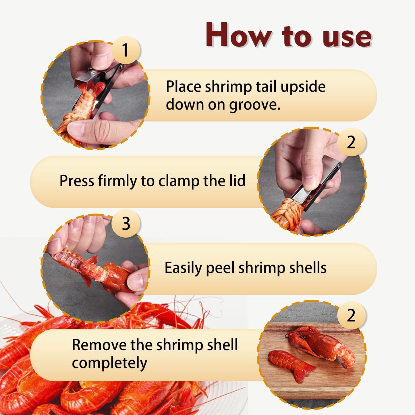 2025 New Stainless Steel Crawfish Peeler Tool，Crawfish Quick Peeler，Efficient Easily Peeling Shrimp Tails，Clean Convenient and Smart Seafood Sheller Tool for Families and Restaurants