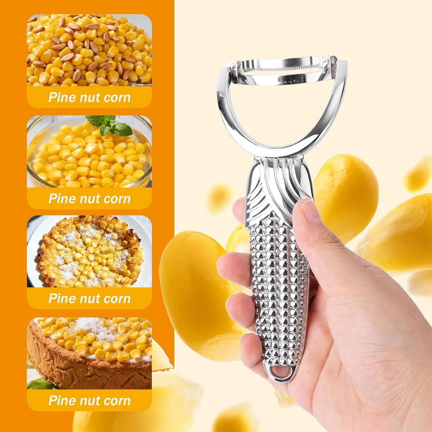 Corn Peeler, Aluminum Stainless Alloy Cobb Kernel Remover Stripping Tool with Non-Slip Handle Stripper & Cutter shucker gobbler Husker Sheller Thresher for Corn on the Cob Kitchen Chef Salads