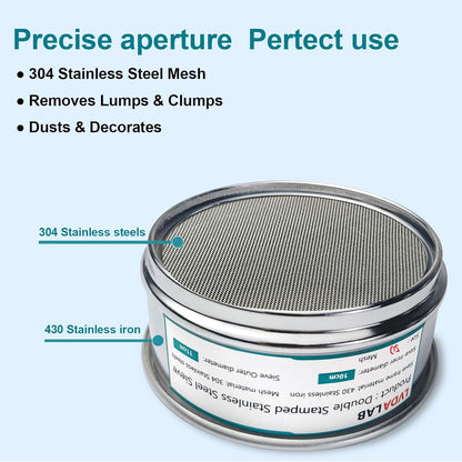 304 Stainless Steel Mesh Lab Sieve, 325 Mesh (0.045mm) Aperture Test Sieve, 4inch(10cm) Economy Standard Analysis Sample Test Sieves for Industrial Laboratory Homes - Colors A