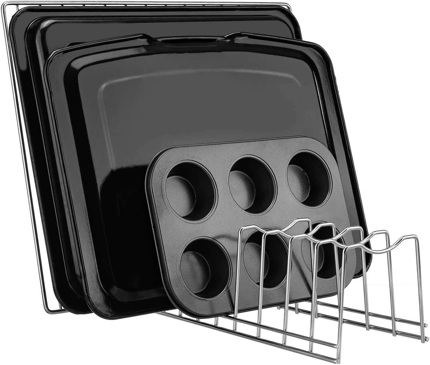 Pot Lid Organizer, Pot Lid Rack Holder, Rest Cutting Board, Bakeware, Pots & Pans, Serving Trays, Reusable Containers in Cabinet Pantry, Stainless Steel