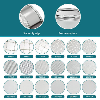 Full 304 Stainless Steel Mesh Sieve Screen, LVDALAB 100 Mesh (0.15mm) Aperture, 2.4inch(6CM) Dia Standard Sample Analysis Test Sieves Sifters Strainer for Industrial Laboratory Homes