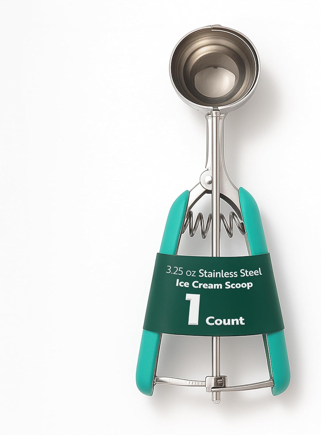 Restaurantware Comfy Grip 4 Ounce Ice Cream Scooper 1 Spring-Loaded Melon Ball Scoop - #8 Built-In Blade Gray Stainless Steel Cookie Baller Dishwasher-Safe Heavy-Duty