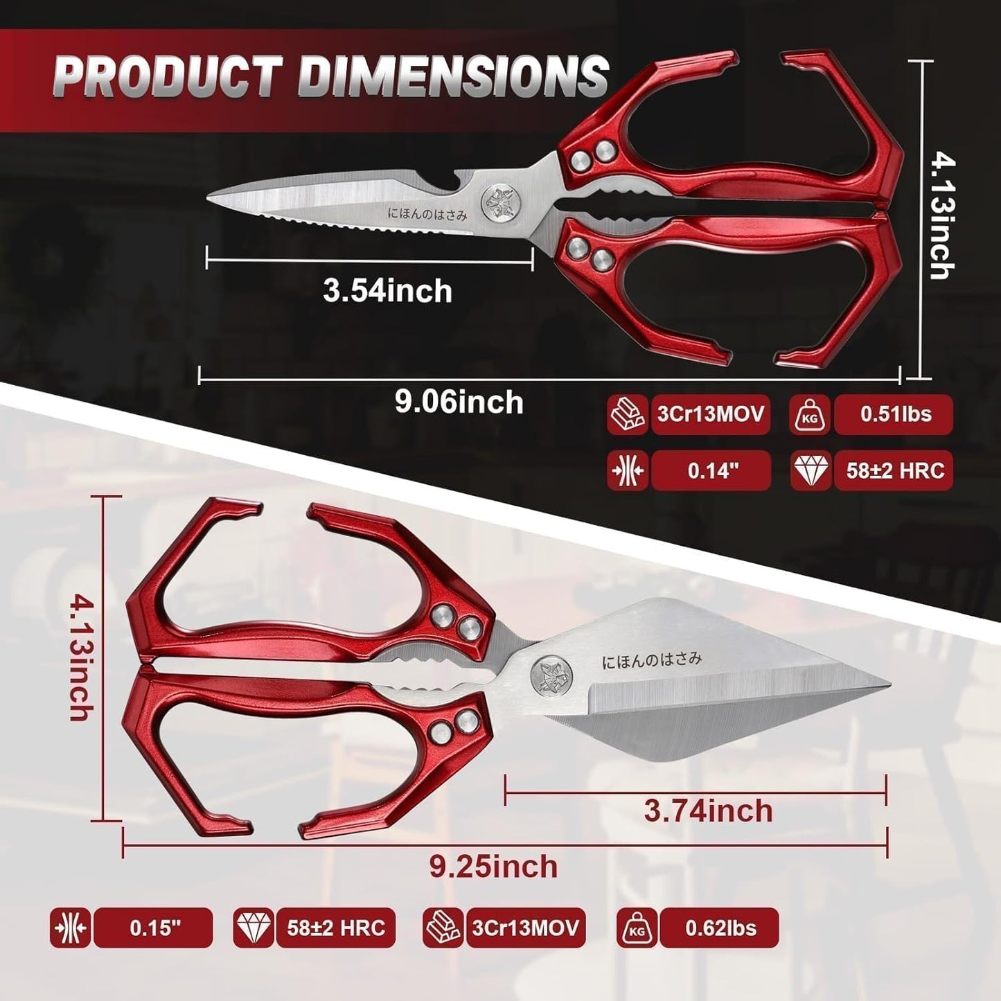 Dream Reach Poultry Shears, Heavy Duty Kitchen Shears with Serrated Edge, No Rust Spring Loaded, Multipurpose Stainless Steel Kitchen Scissors for Chicken, Bone, Meat, Turkey, Fish Thanksgiving Gifts