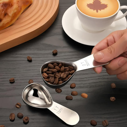 2Pcs Stainless Steel Coffee Scoop,1TBSP&2TBSP(15ML&30ML) Tablespoon Measuring spoon,Black