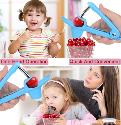 Cherry Pitter Tool, Heavy-Duty Cherry Seed Core Remover, Cherry Pitter Remover Tool with Space-Saving Lock Design, Pit Remover for Cherries (Green)