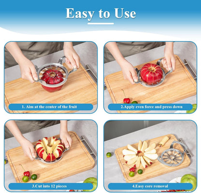 Apple Slicer and Corer, Basic Model with 12 Sharp Stainless Steel Blades - Zinc Alloy Case for Effortless Slicing & Coring