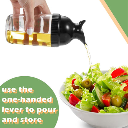 Lallisa 3 Pcs Salad Dressing Shaker 7 oz Salad Dressing Dispenser Mixer Shaker for Soy Sauce Vinaigrette Kitchen Spice Oil Vinegar Container (Black)