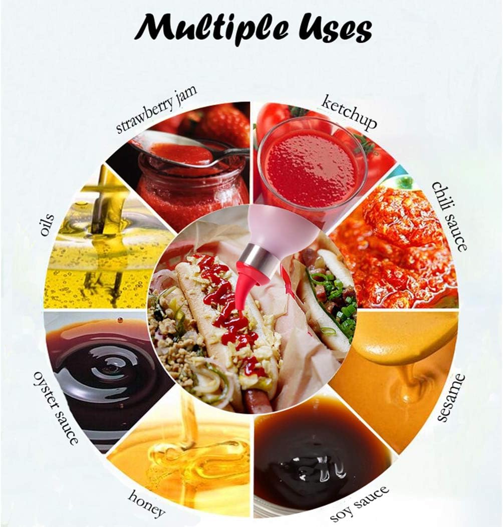 Condiment Squeeze Bottle Sauce Squeeze Squirt Bottle for Kitchen Plastic Syrup Container Food Dispenser for Oil Ketchup Griddle Hot Sauce