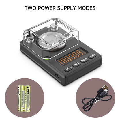 Milligram Scale 100g x 0.001g, MG Powder Scale with Selectable Auto Off, Built-in Bubble Level, 20g Calibration Weight Included, USB/Battery
